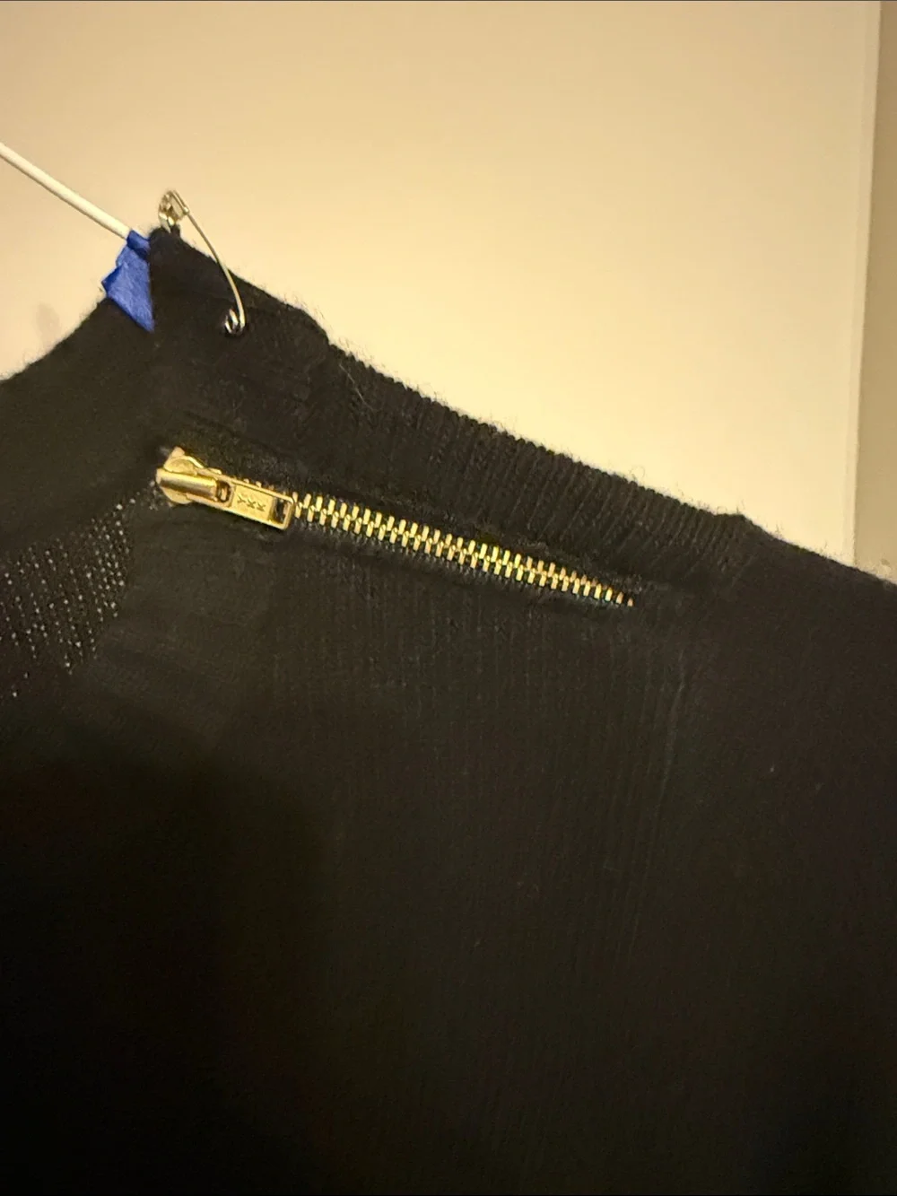 J. Crew Black Crewneck Sweater with Gold Zip Accents